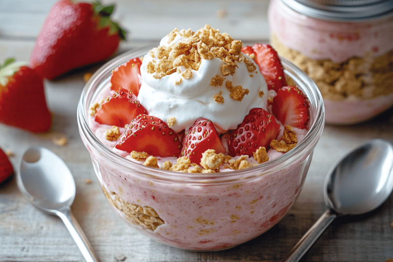 Creamy Strawberry Cheesecake Overnight Oats