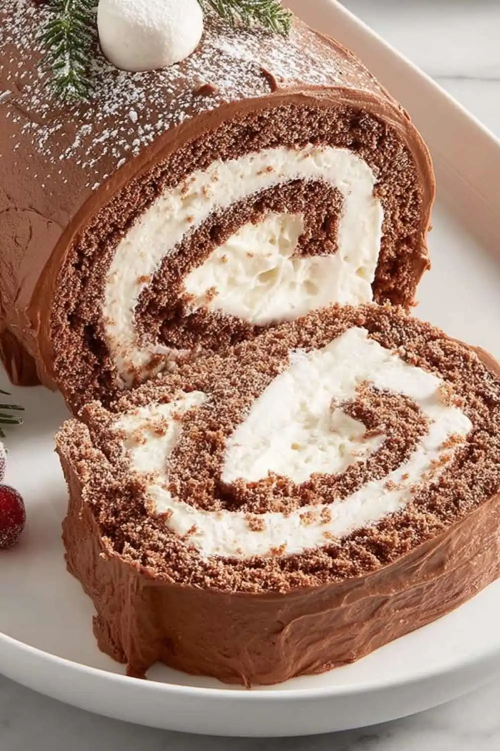 Chocolate Yule Log Cake (Bûche de Noël)