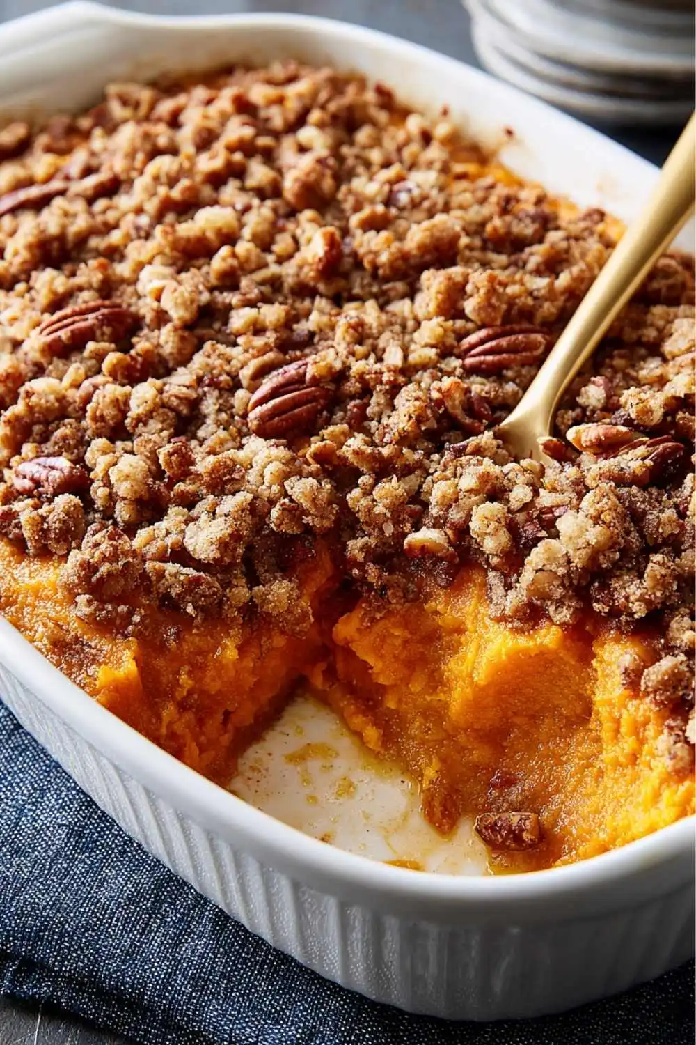 Sweet Potato Casserole with Crunchy Topping