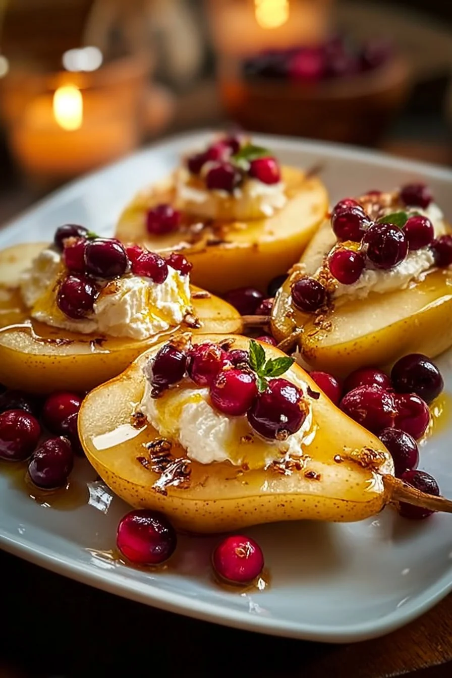 Baked Pears with Goat Cheese and Cranberries