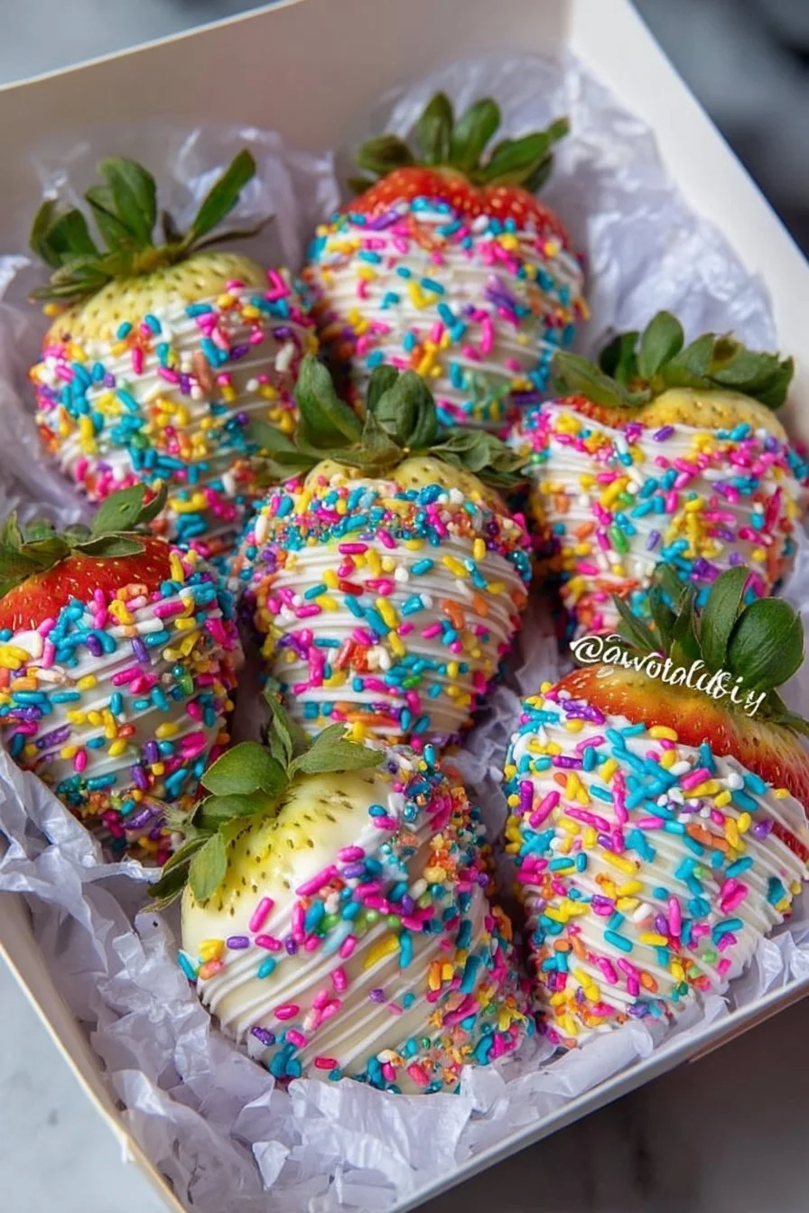 Chocolate Covered Strawberries with Fruity Pebbles