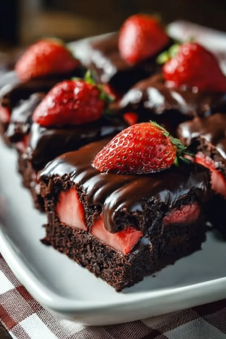 Chocolate Covered Strawberry Brownies