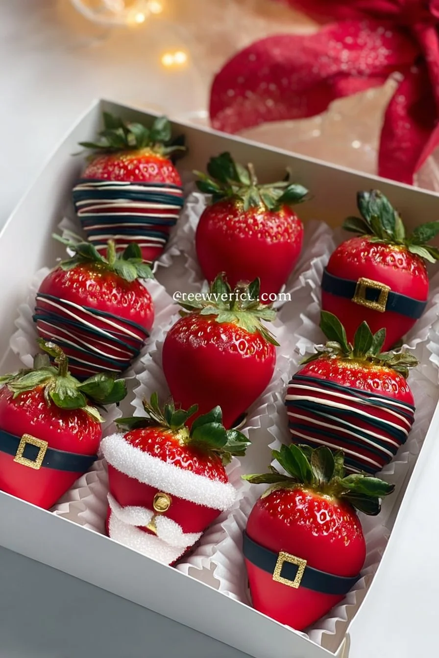 Christmas Santa Themed Chocolate Covered Strawberries