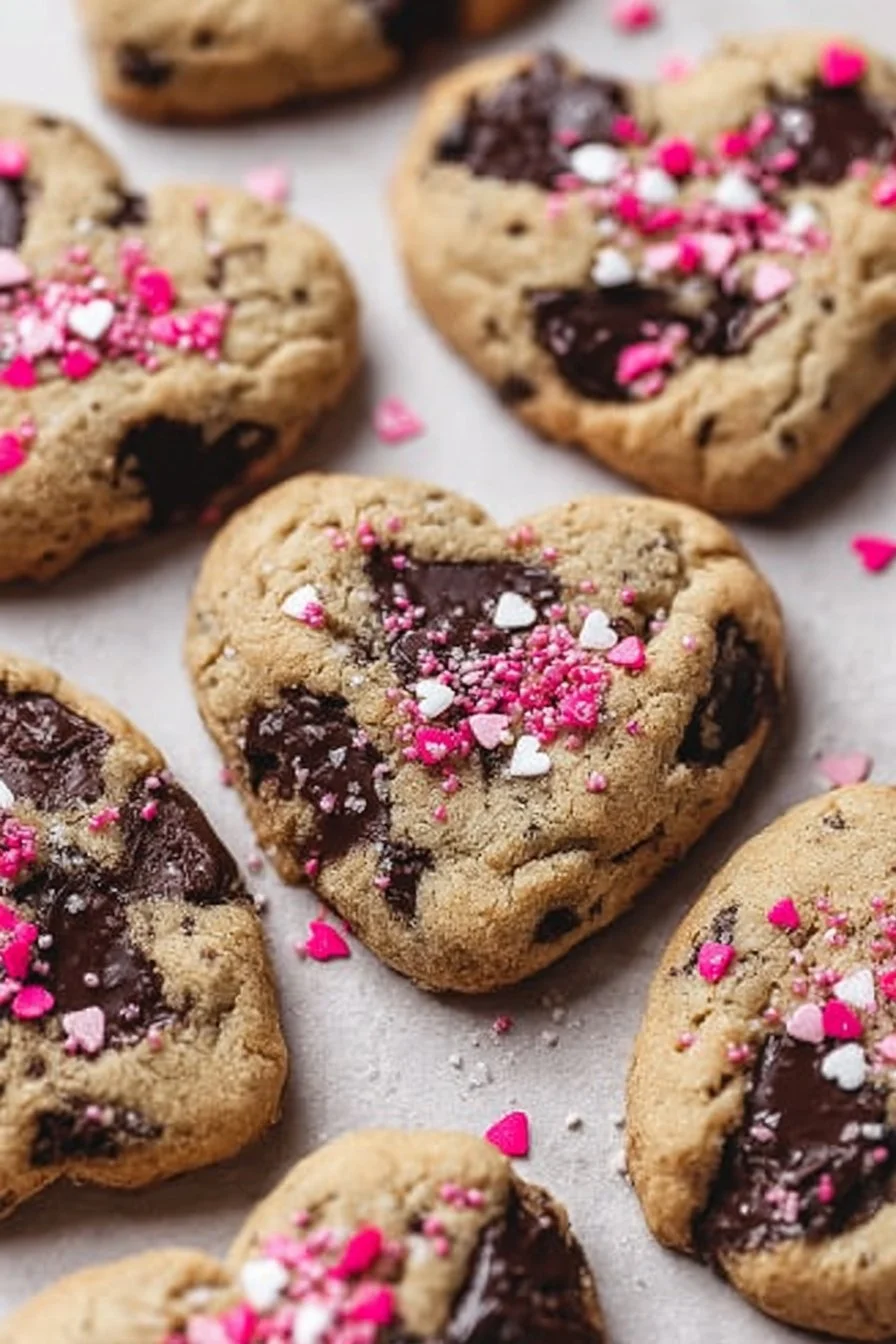 Heart Shaped Chocolate Chip Cookies