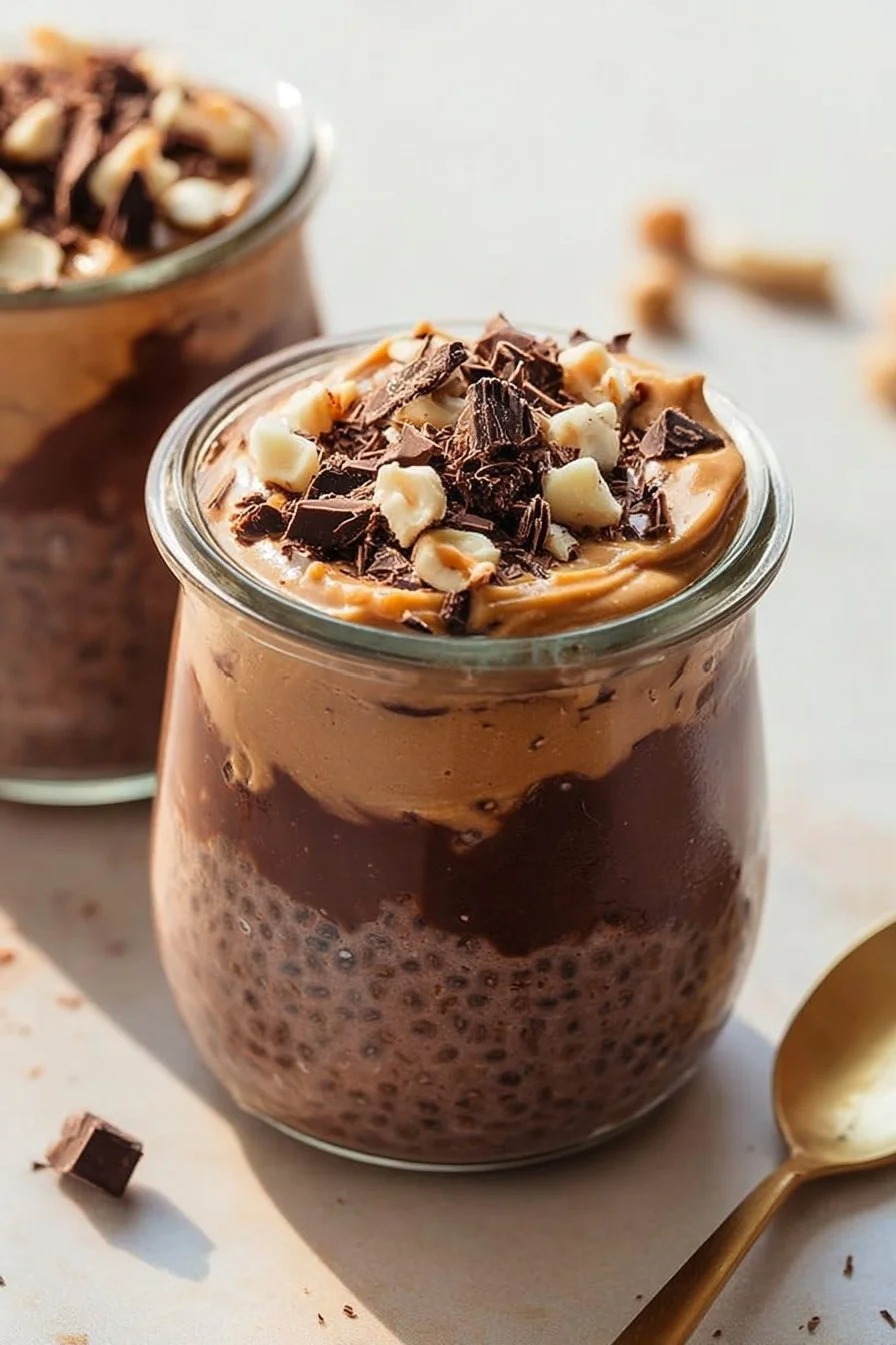 This peanut butter chocolate chia pudding combines two of the best ever flavors for a delicious dessert.