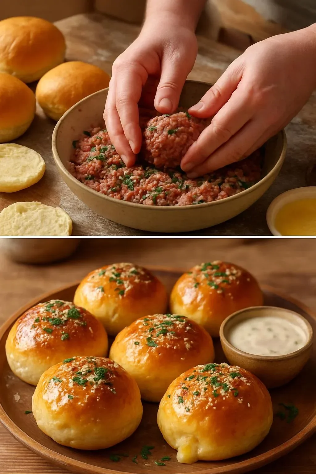 Garlic Parmesan Cheeseburger Bombs