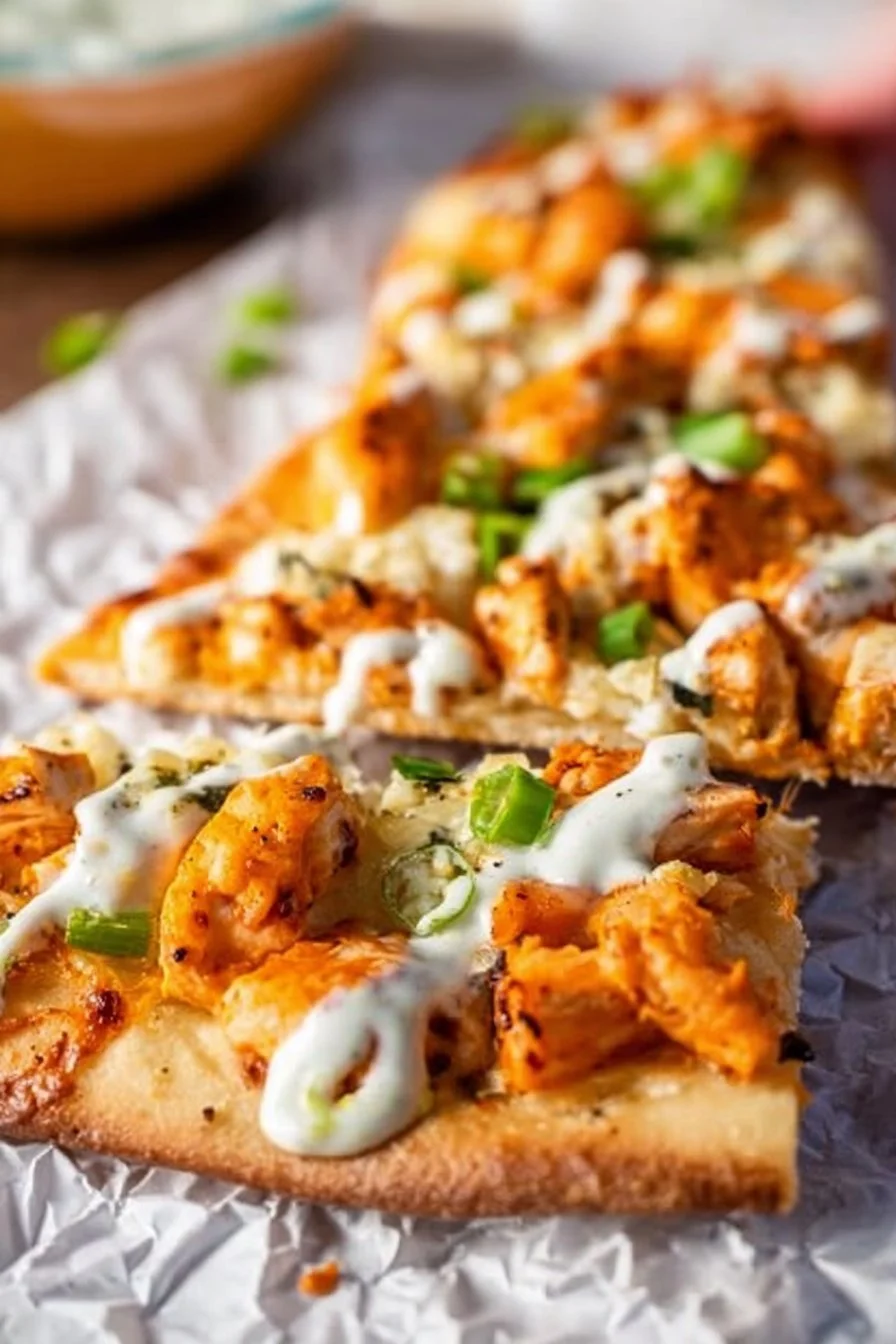 High Protein Buffalo Chicken Flatbread