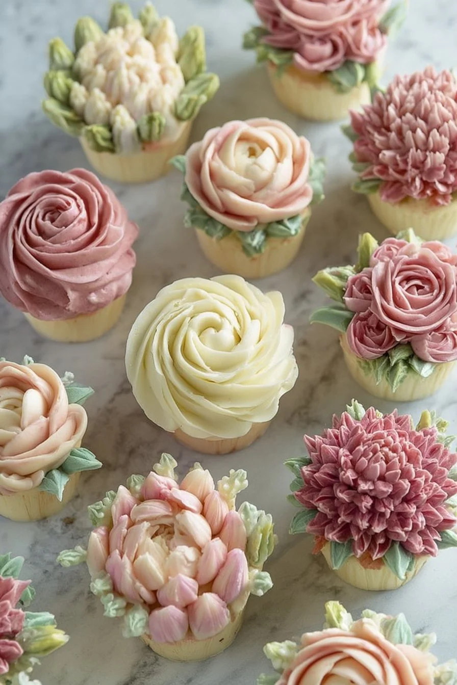 Individual Floral Cupcakes