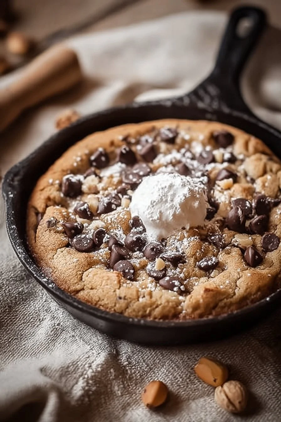 Indulgent Cottage Cheese Chocolate Chip Cookie Skillet Delight