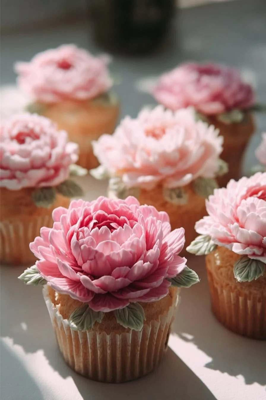 Peony Bloom Cupcakes