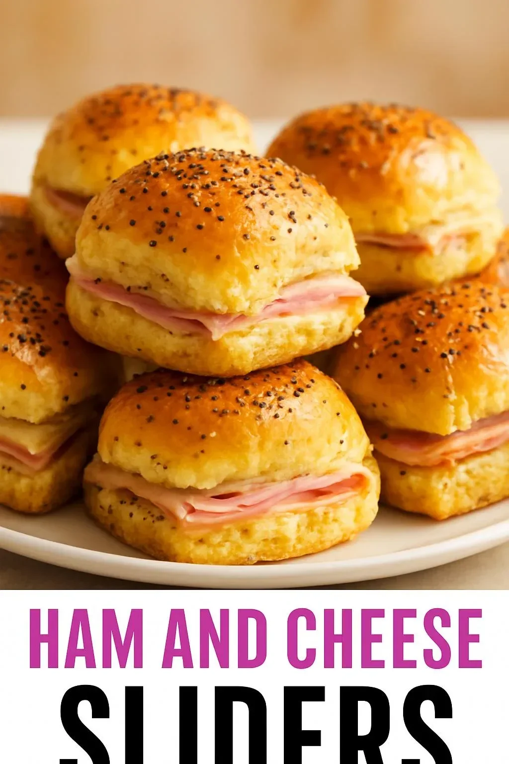 Hawaiian-style Ham and Cheese Sliders ready to serve as an appetizer