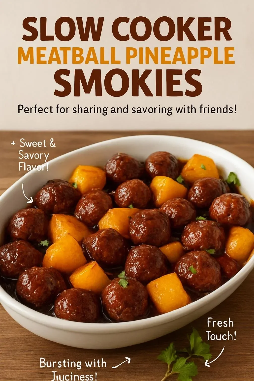 Slow Cooker Meatball Pineapple Smokies