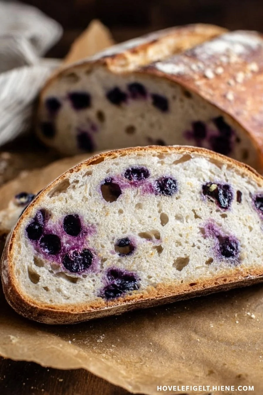 Sourdough Blueberry Lemon Artisan Bread with fresh berries and lemons