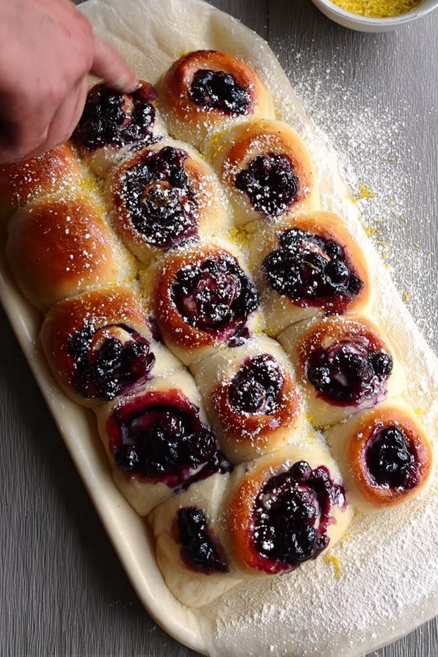 Sourdough Discard Lemon Blueberry Rolls