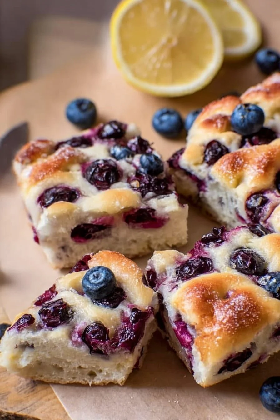 Sourdough Lemon Blueberry Focaccia Bread