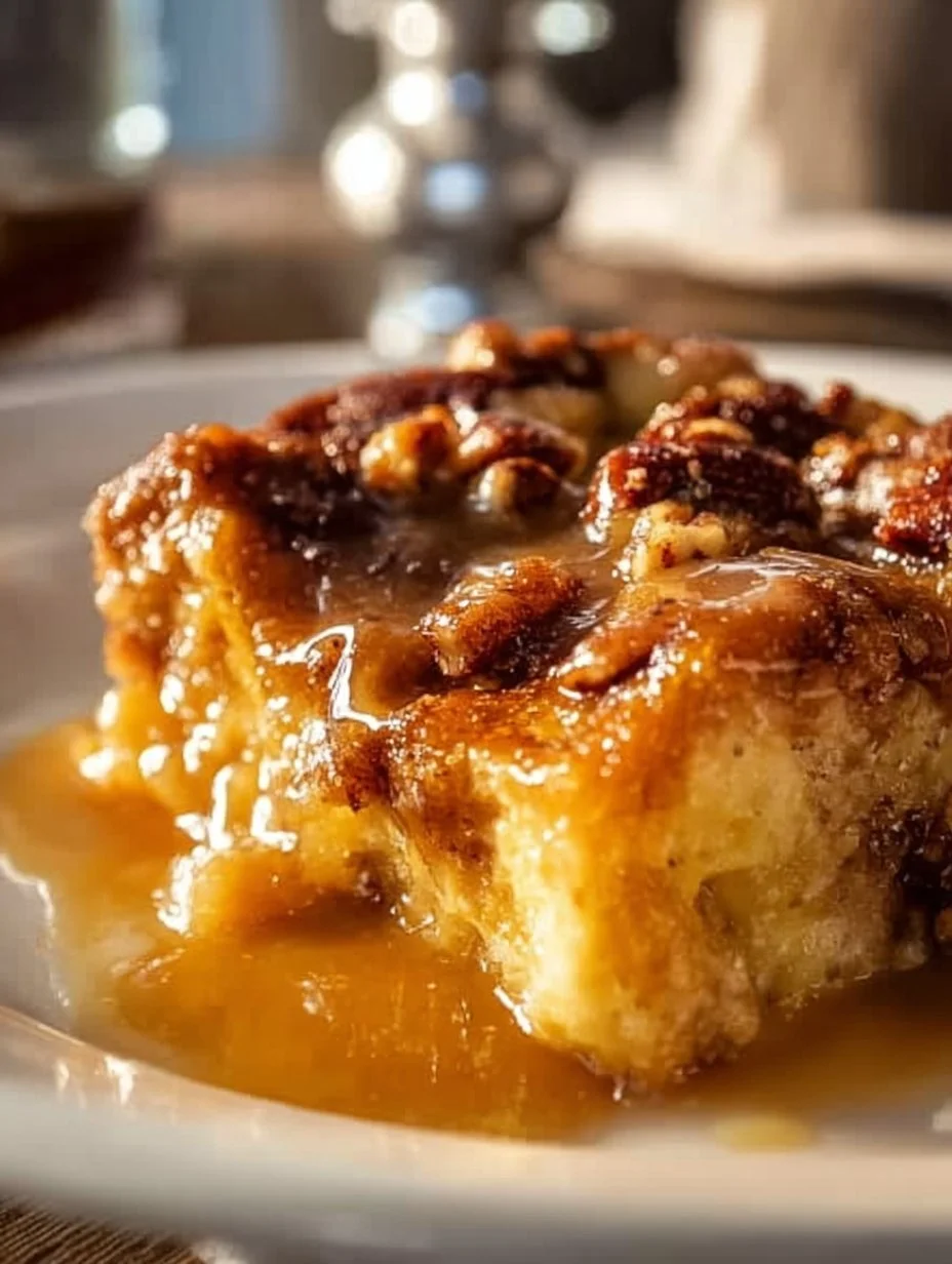 Breakfast Bread Pudding with Praline Topping
