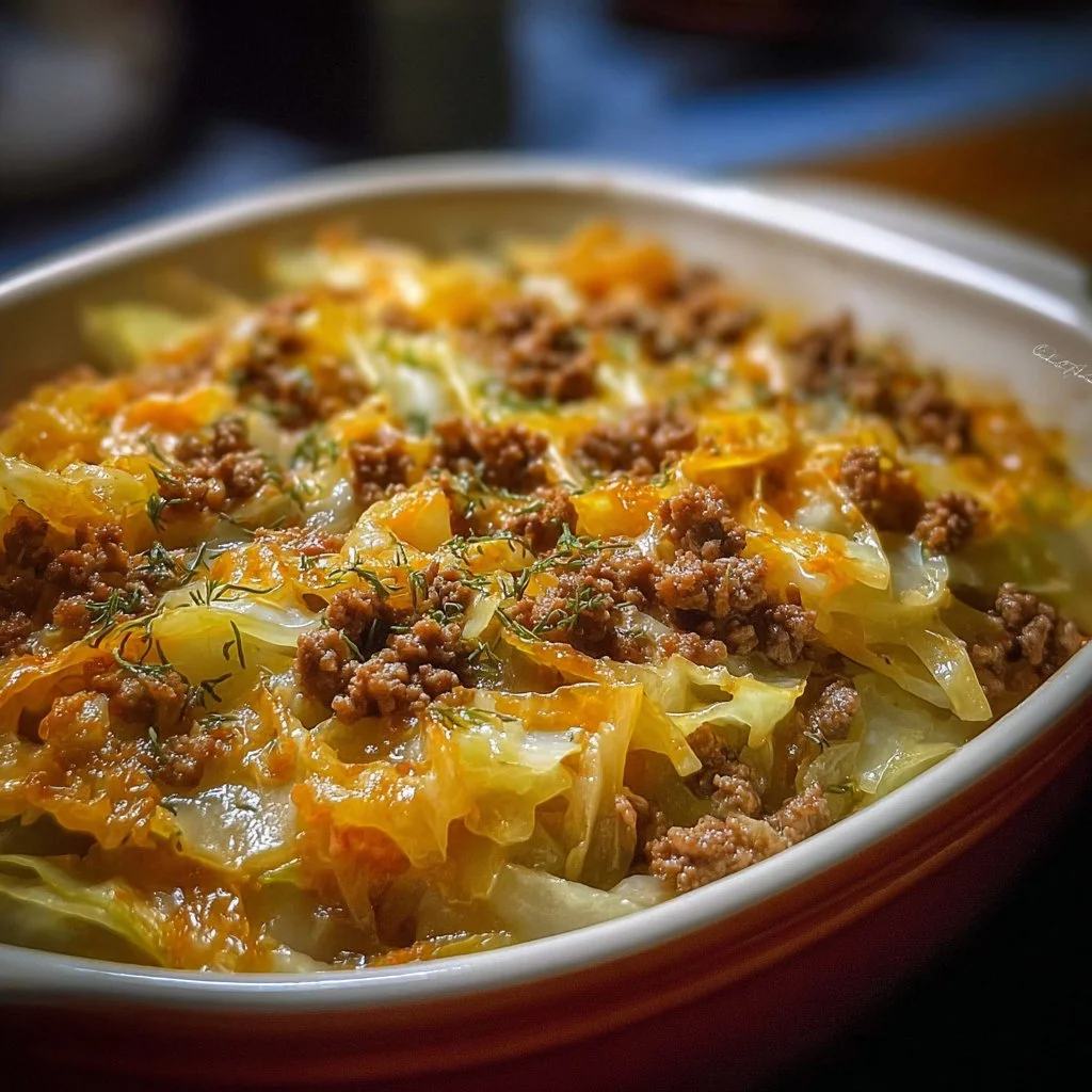 Creamed Cabbage and Ground Beef Casserole