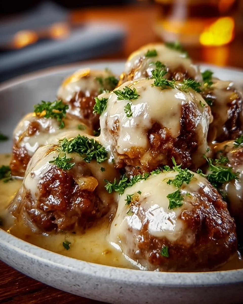 Crock Pot French Onion Meatballs