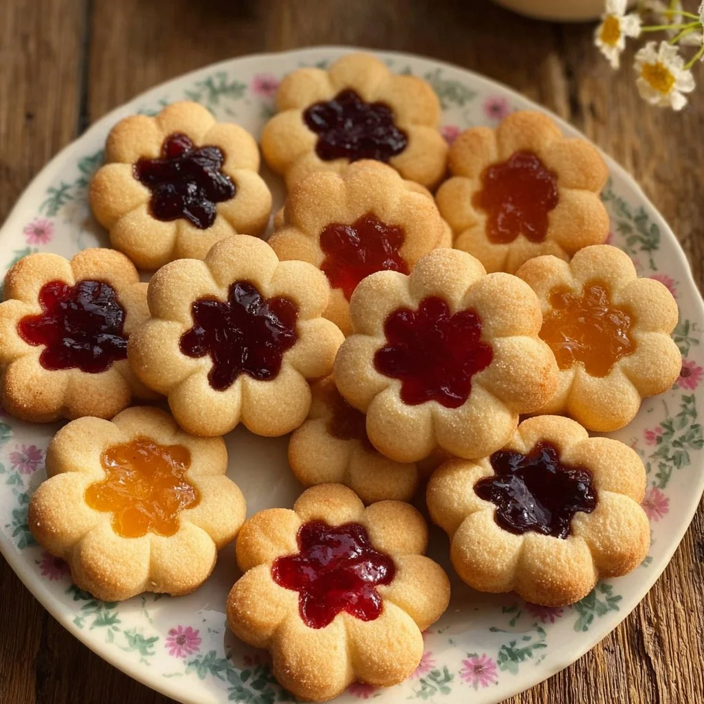 Flower Jam Thumbprint Cookies