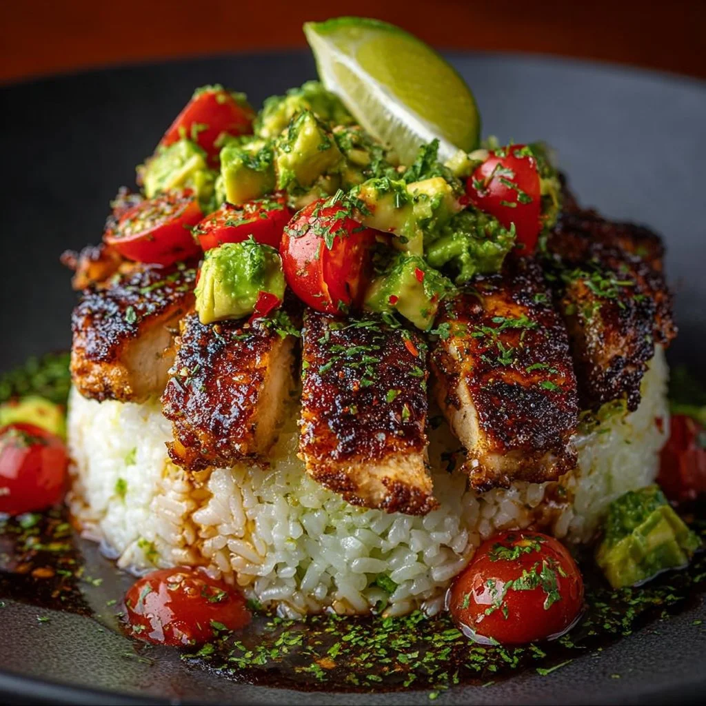 Honey Lime Chicken & Avocado Rice Stack – Irresistible 25-Minute Dinner