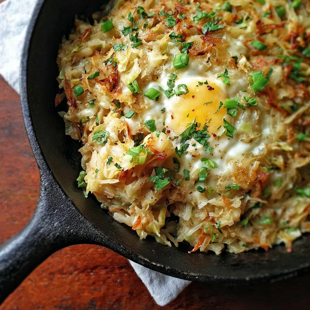 Irish Cheddar & Cabbage Hash Brown Skillet