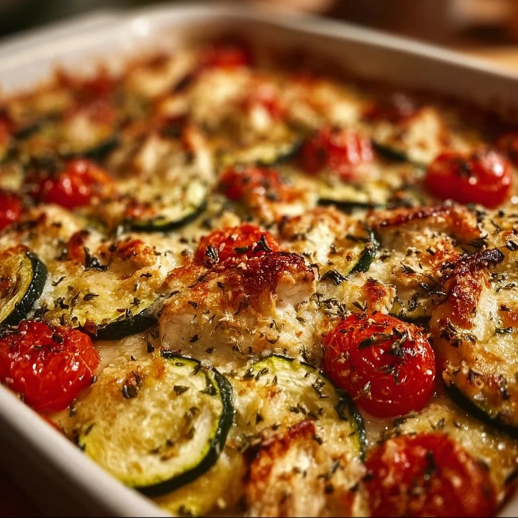 Mediterranean Chicken Zucchini Bake