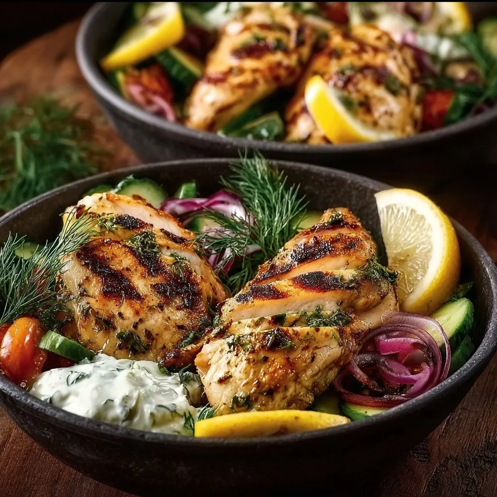 Mediterranean Lemon-Dill Chicken Bowls