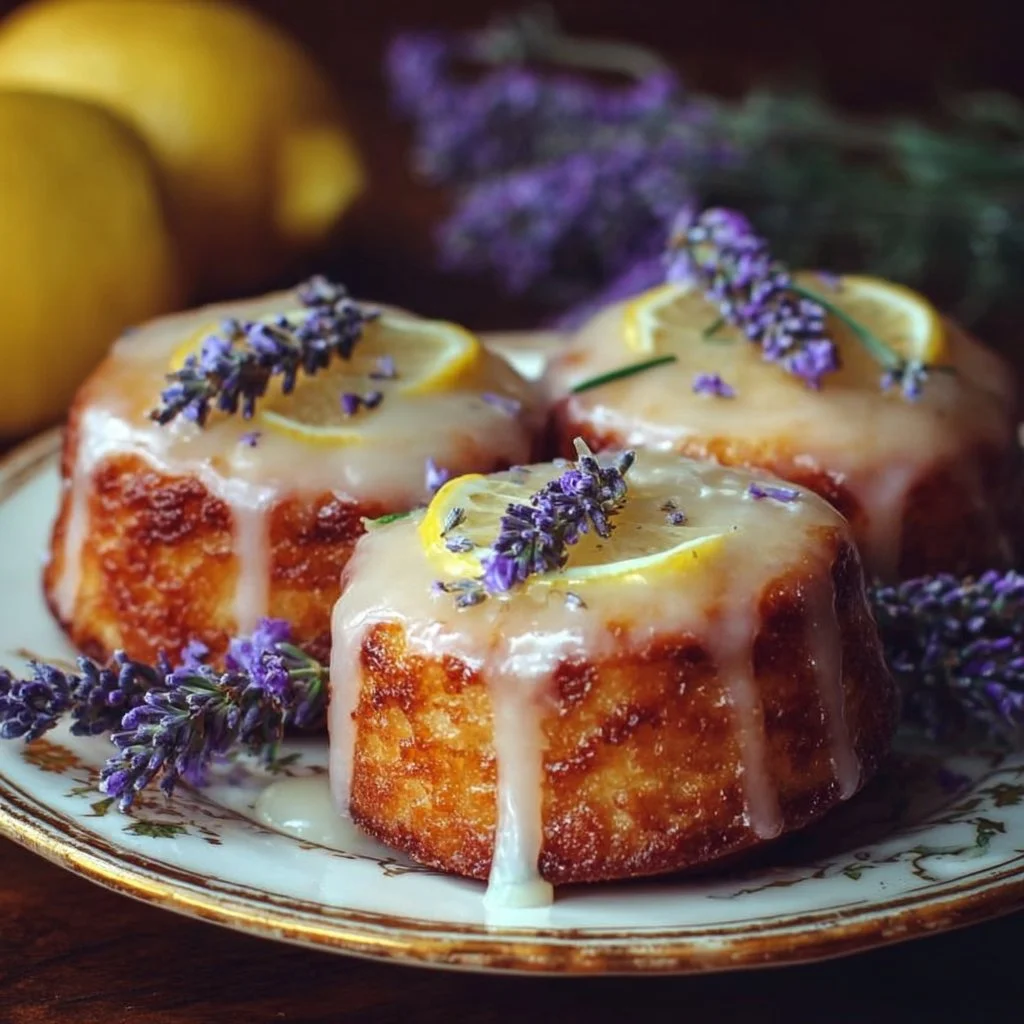 Mini Lemon Cakes With Lavender Glaze