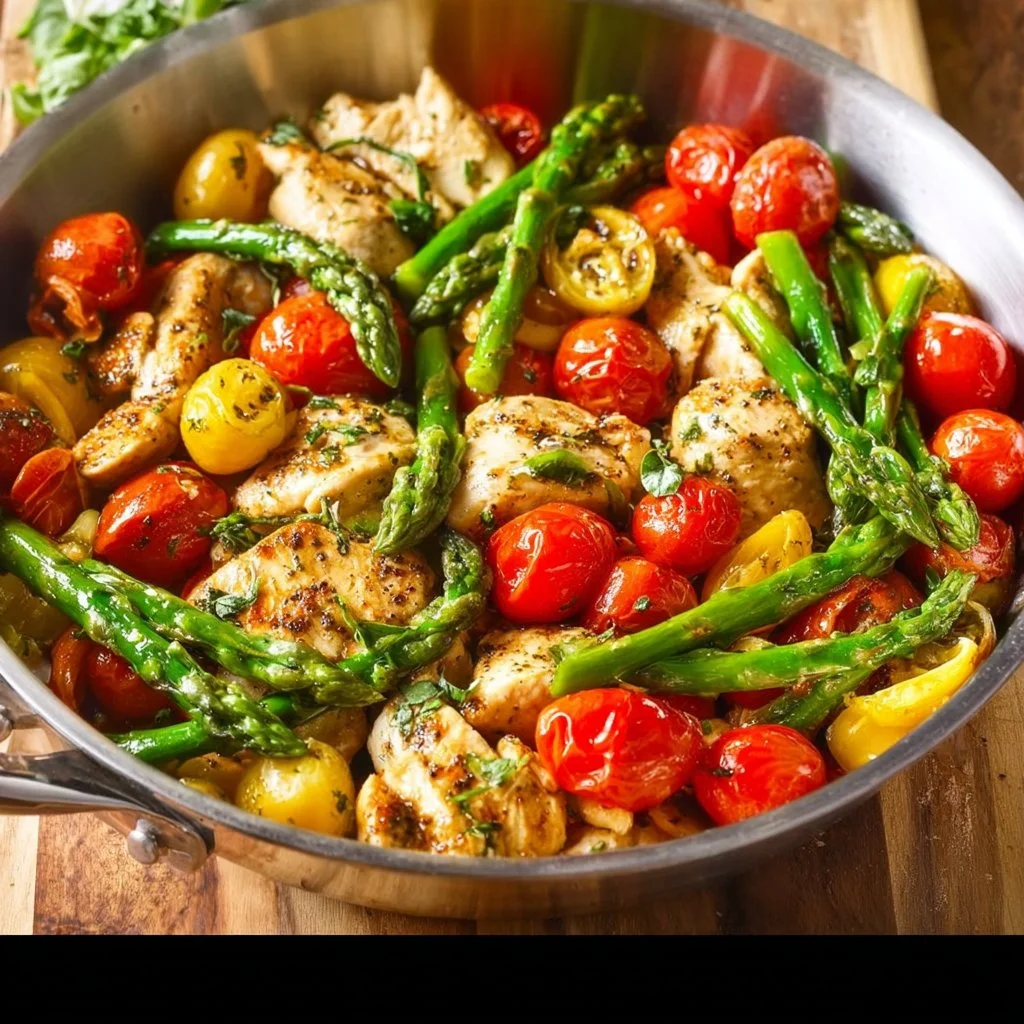 One-Pan Pesto Chicken, Tortellini, and Veggies