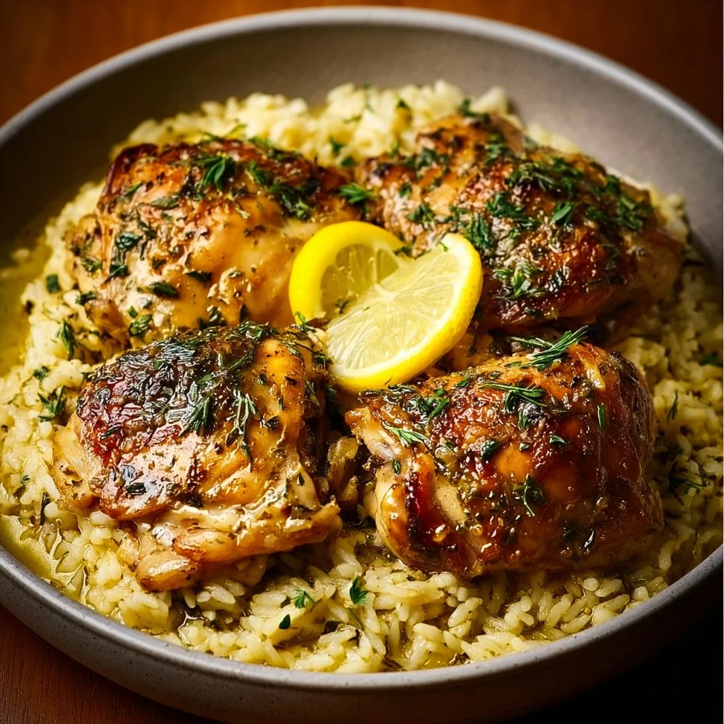 Slow Cooker Lemon Herb Chicken and Rice