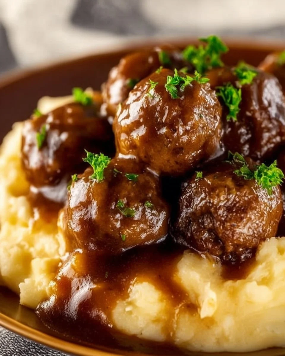 Tasty Slow Cooker Salisbury Steak Meatballs Recipe