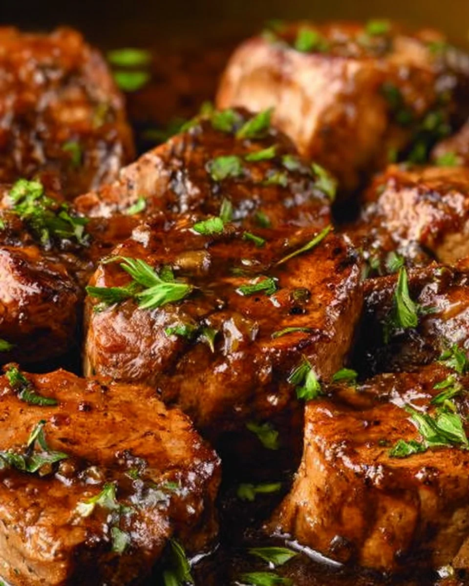 Tender Pork Medallions with Caramelized Onion Gravy