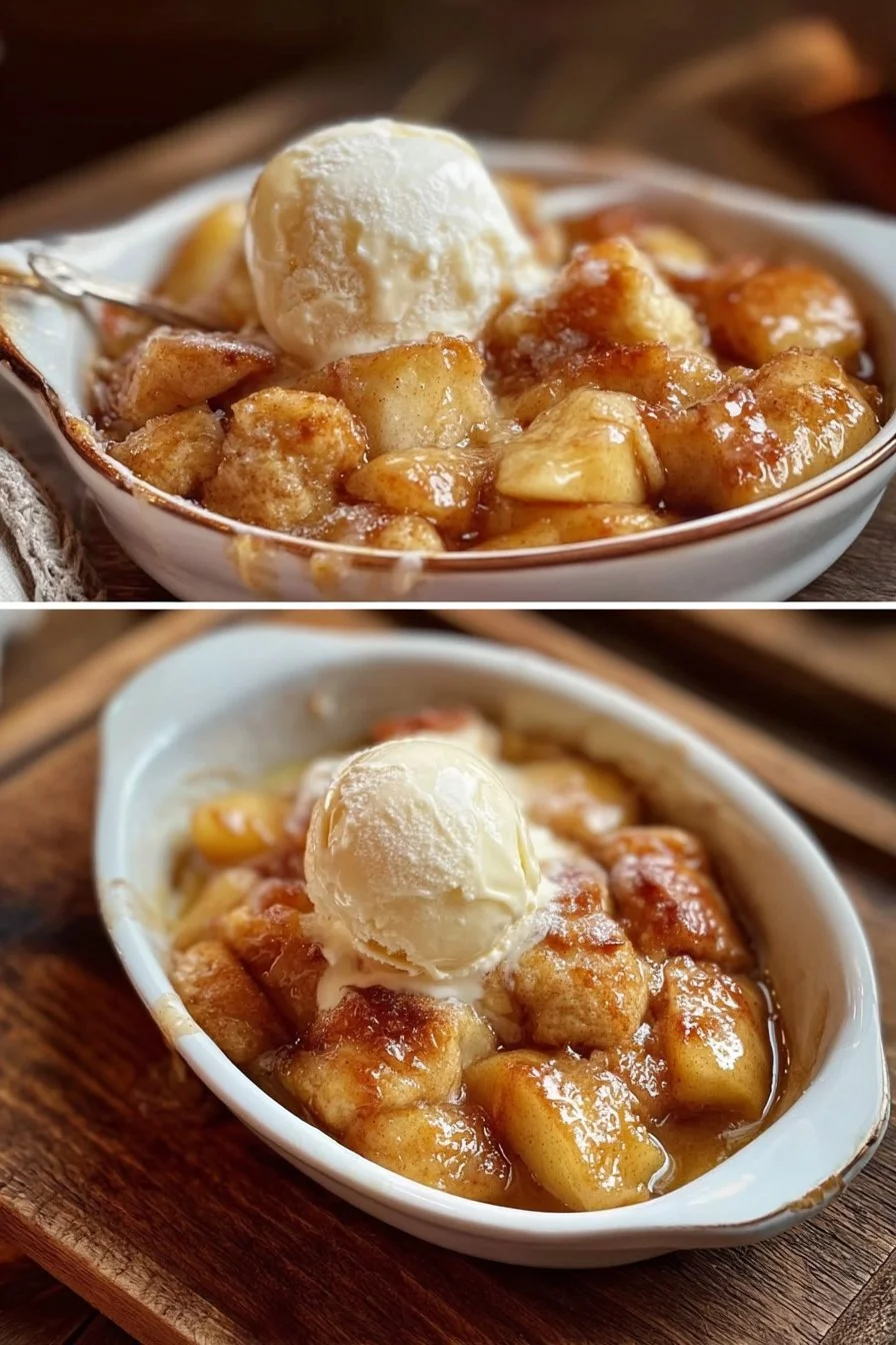 2 Ingredient Cinnamon Roll Apple Cobbler (Quick & Easy Dessert!)
