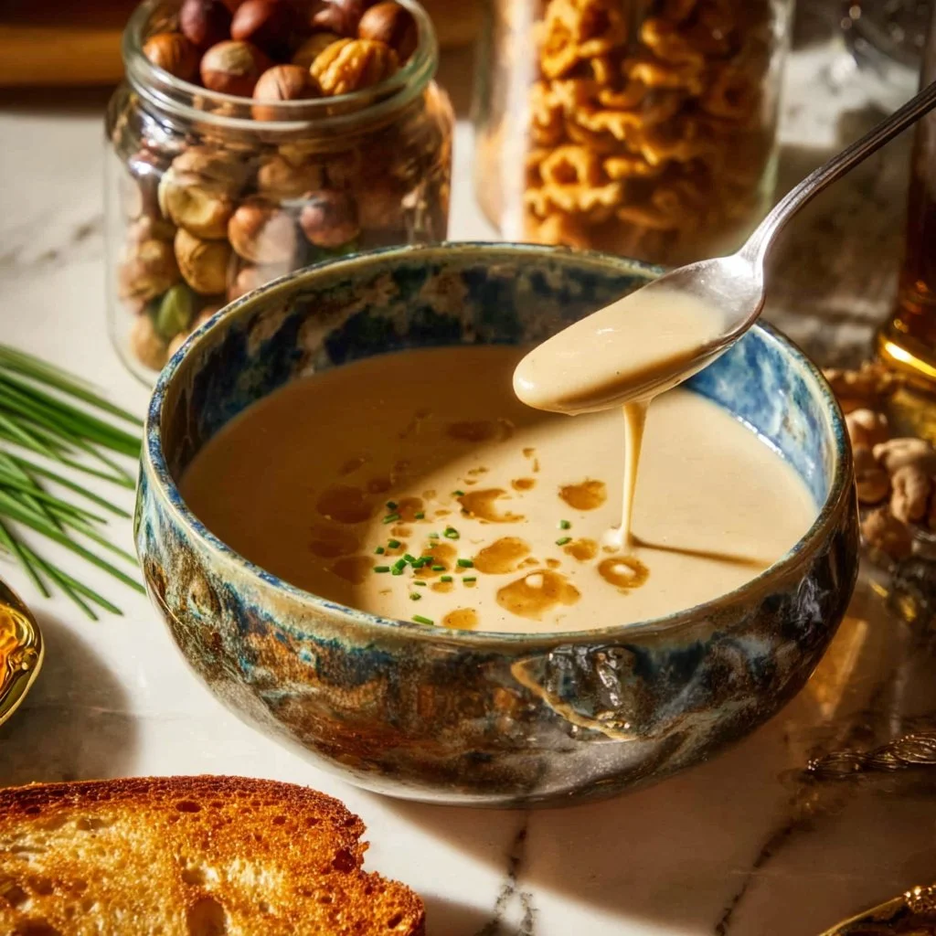 A Creamy White Asparagus Soup Recipe with Hazelnuts + Brown Butter