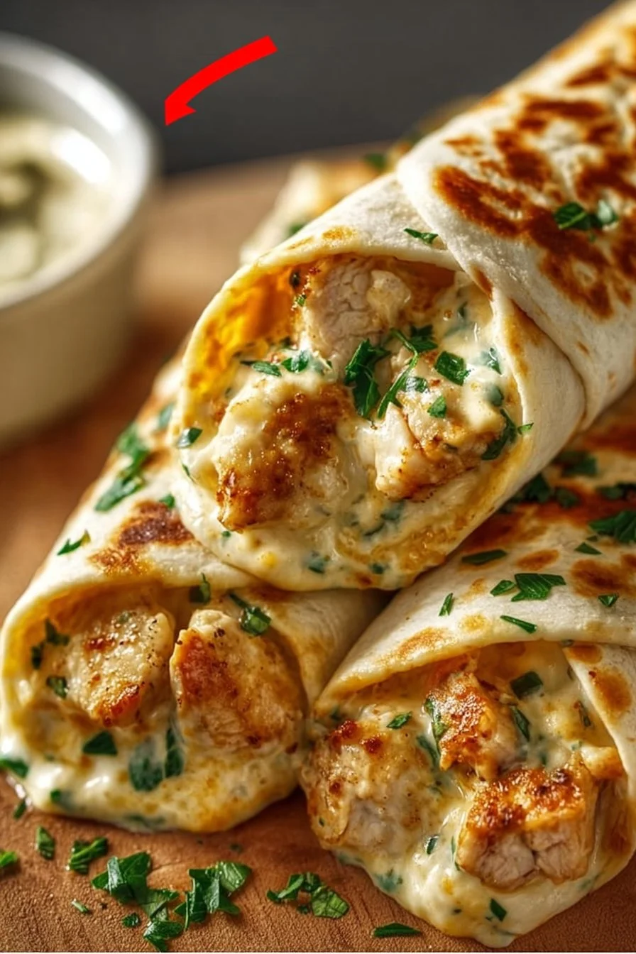 Cheesy Garlic Chicken Wraps