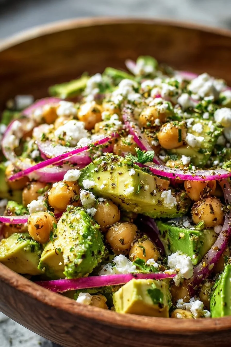 Chickpea Feta Avocado Salad