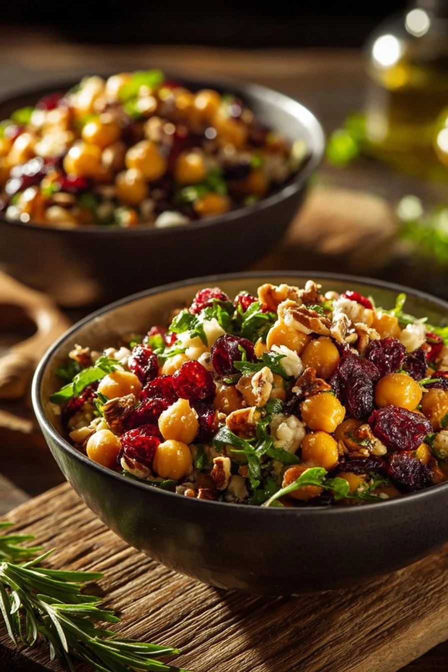 Cranberry Walnut Chickpea Salad with Orange Vinaigrette