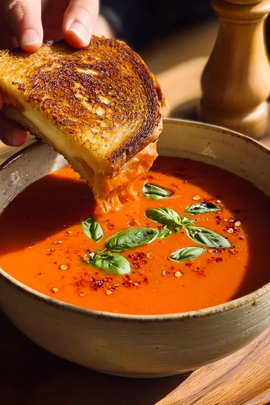 Creamy Tomato Soup with Grilled Cheese