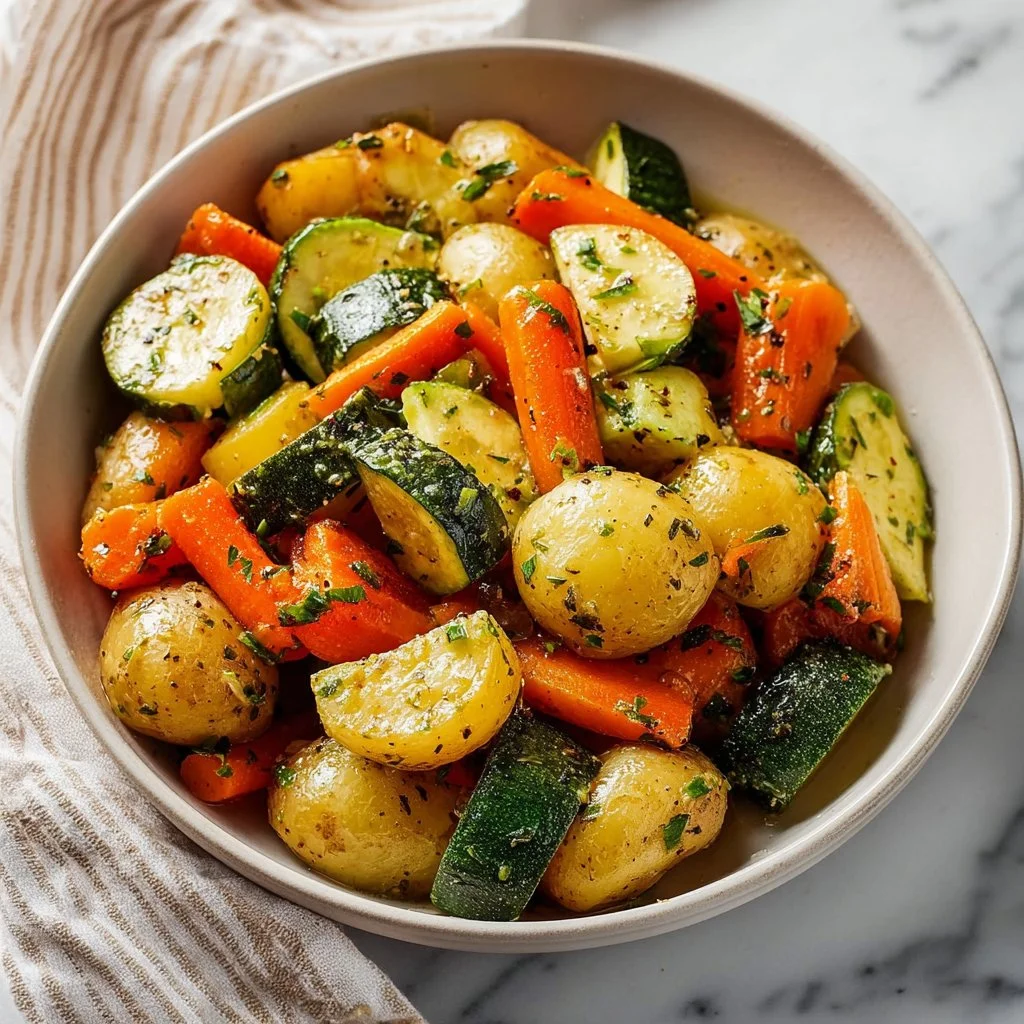Garlic Herb Roasted Potatoes, Carrots, and Zucchini