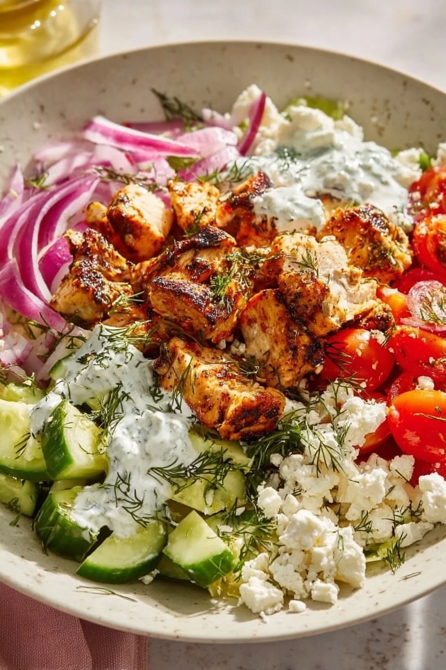 High Protein Mediterranean Lemon-Dill Chicken Bowls (Easy & Meal Prep Friendly)