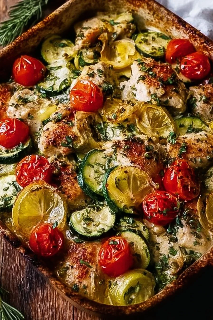 Mediterranean Chicken Zucchini Bake