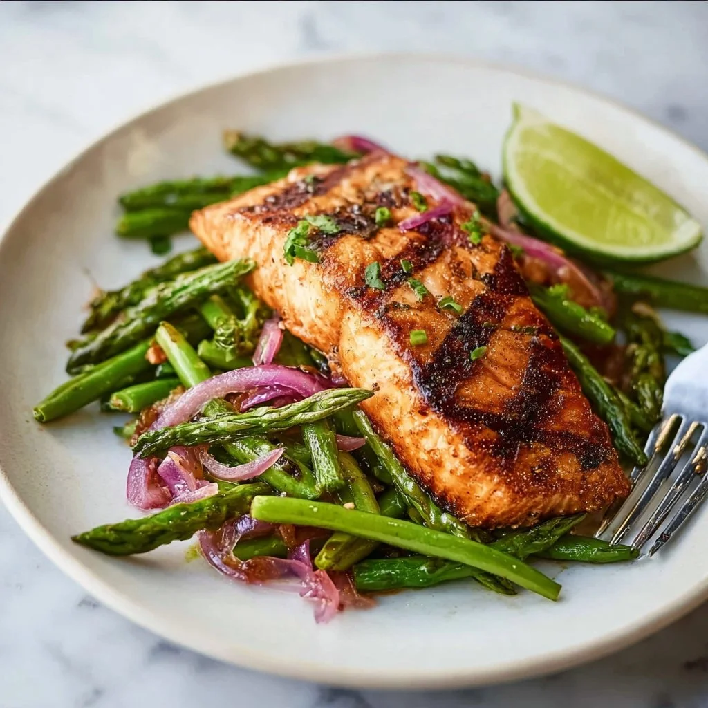One Pan Salmon with Asparagus