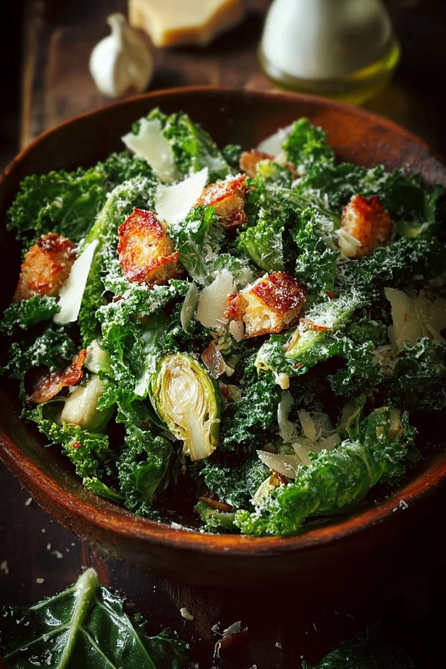 Roasted Garlic & Kale Caesar Salad