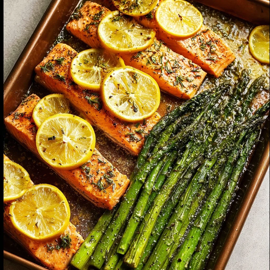 Sheet Pan Salmon and Asparagus with Crispy Smashed Potatoes