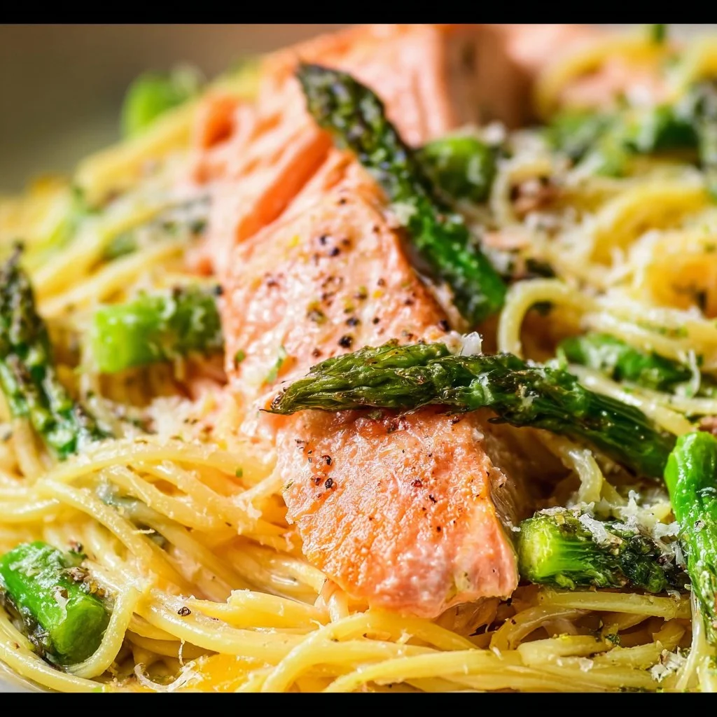 Springtime Salmon Asparagus Pasta