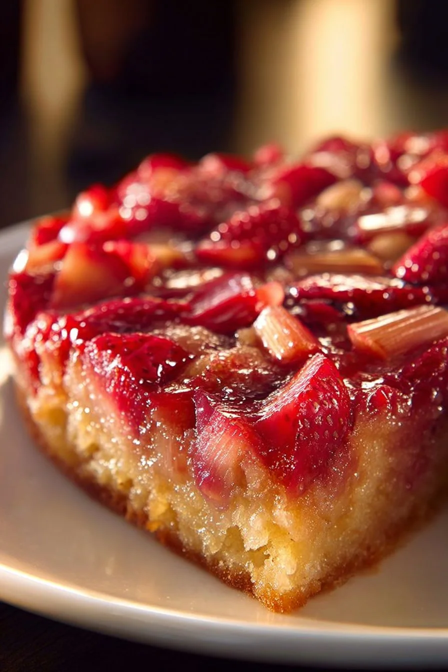 Strawberry Rhubarb Upside Down Cake