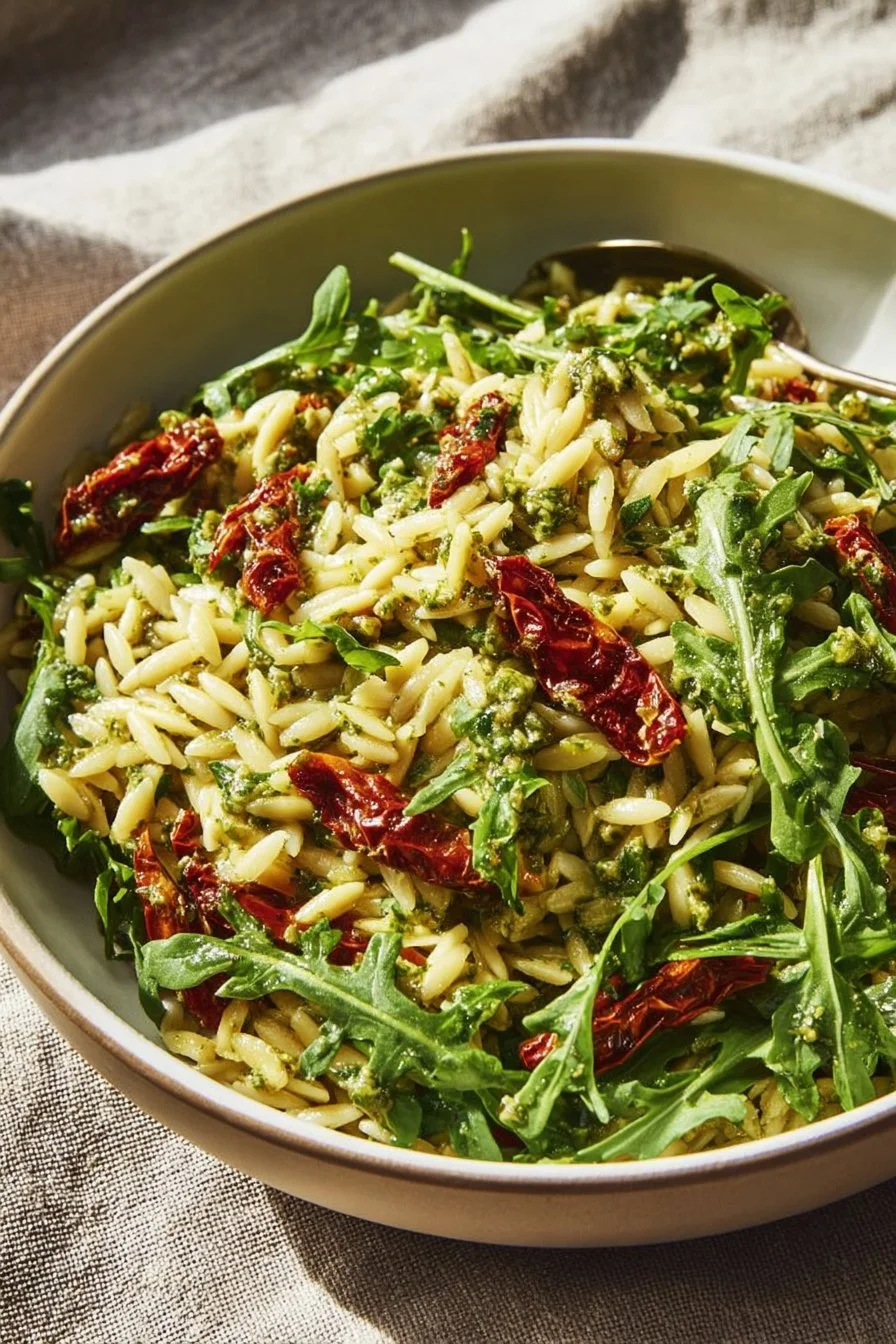 Sun Dried Tomato Orzo Pesto Salad