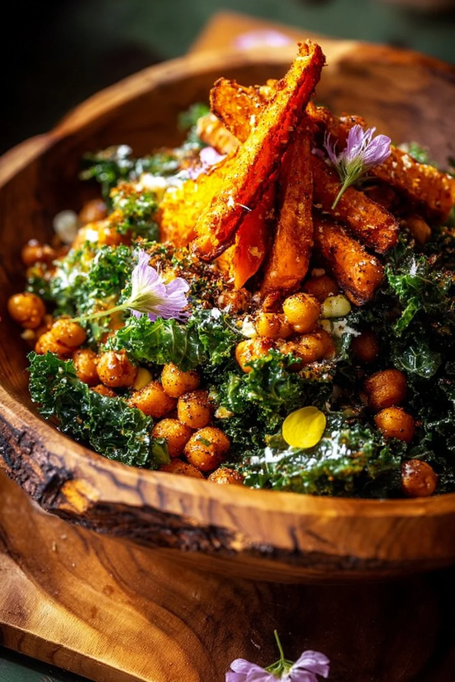 Sweet Potato Kale Salad with Creamy Honey Mustard Dressing