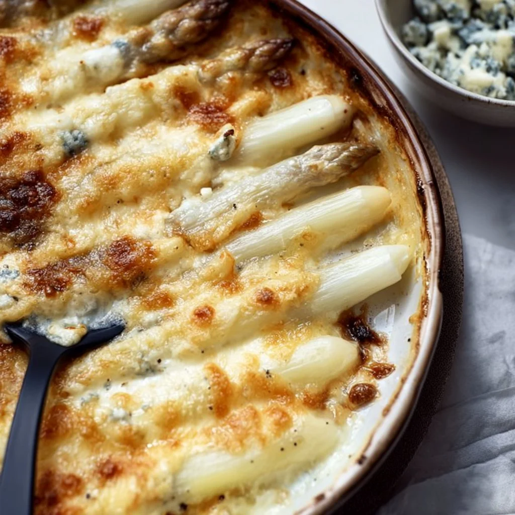 White Asparagus Roquefort Gratin