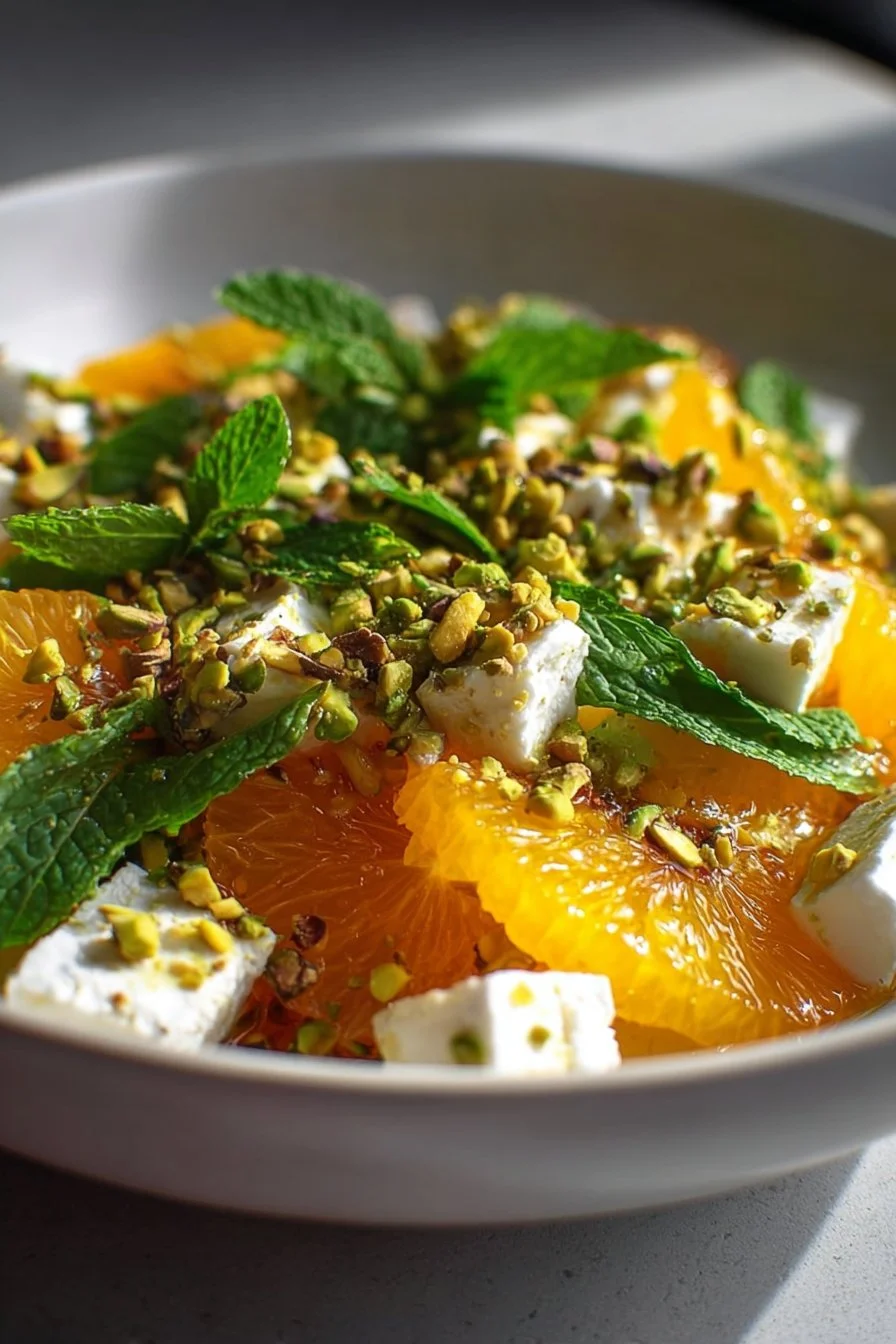 Citrus Feta Salad with Orange Segments, Pistachios & Mint